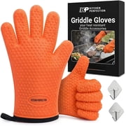 KITCHEN PERFECTION Silicone Griddle & Oven Gloves, Waterproof Heat Resistant Cooking Mitts