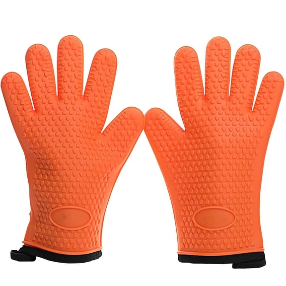 KITCHEN Silicone Smoker Oven Gloves -Extreme Heat Resistant BBQ Gloves -Handle Hot Food Right on Your Smoker Grill Fryer Pit|Waterproof Oven Mitts Grill Gloves |Superior Value orang (27*20.5cm)