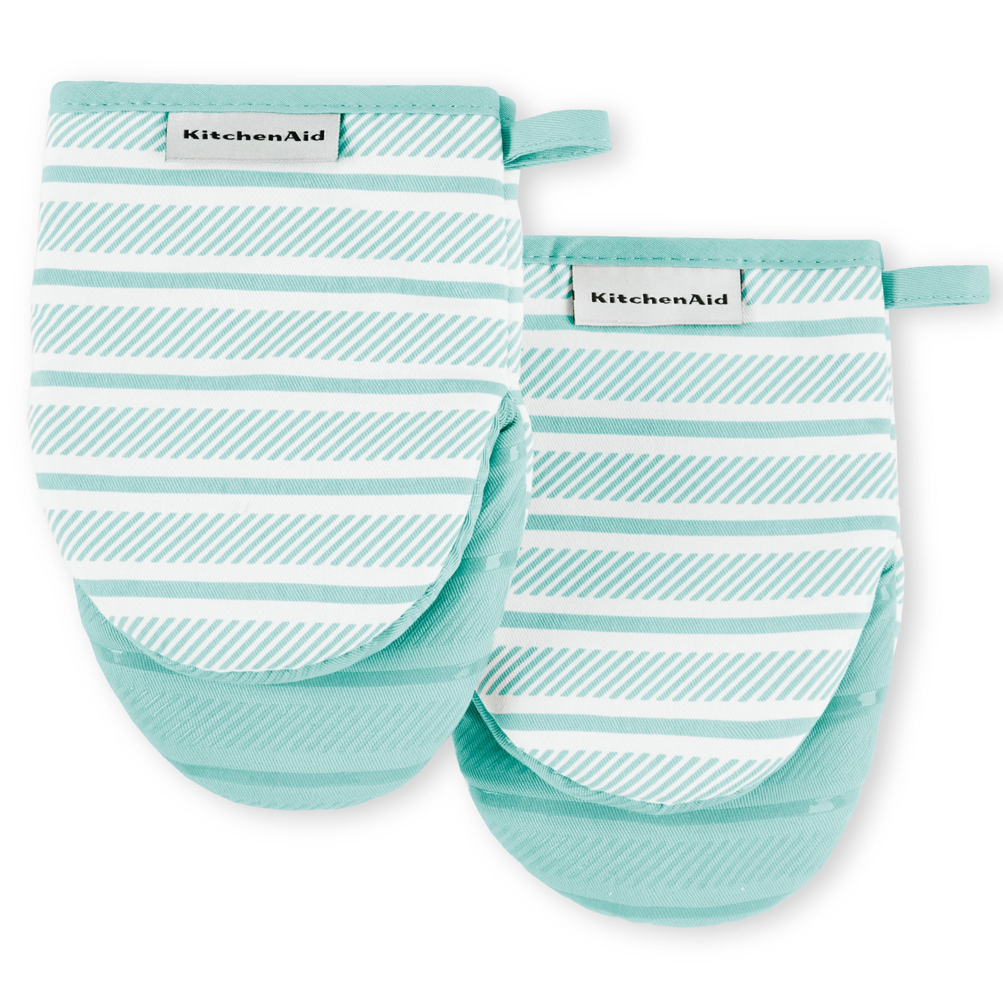 KITCHENAID Albany Mini Oven Mitt 2-Pack Set, Mineral Water, 5.5"x8"