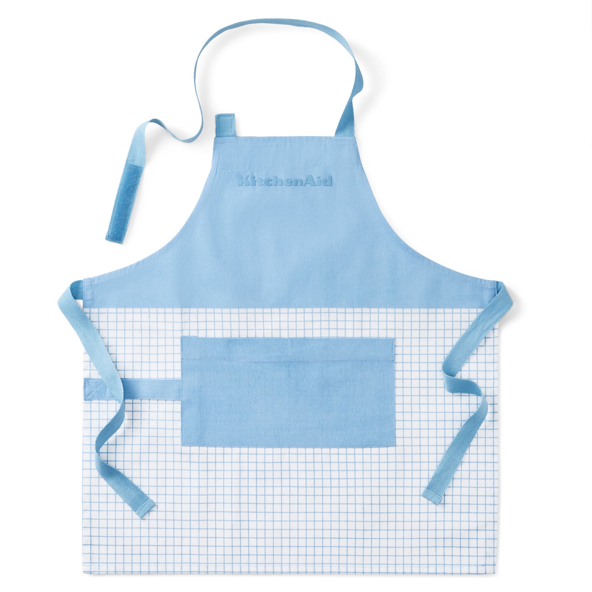 KITCHENAID Gourmet Series Gridlines Little Chef Apron, Water & Stain Resistant, Blue Velvet, Child-Sized 19"x20"