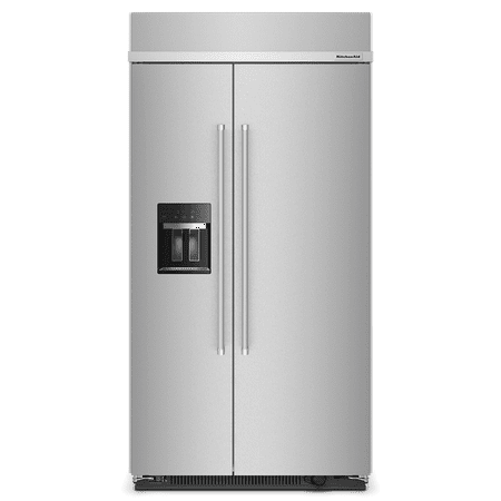 KitchenAid - 25.1 Cu. Ft. Side-by-Side Built-In Refrigerator with External Water and Ice Dispenser - Stainless Steel with PrintShield Finish