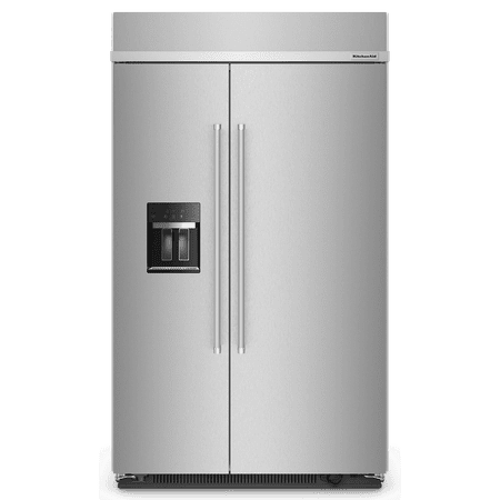 KitchenAid - 29.4 Cu. Ft. Side-by-Side Built-In Refrigerator with Ice and Water Dispenser - Stainless Steel