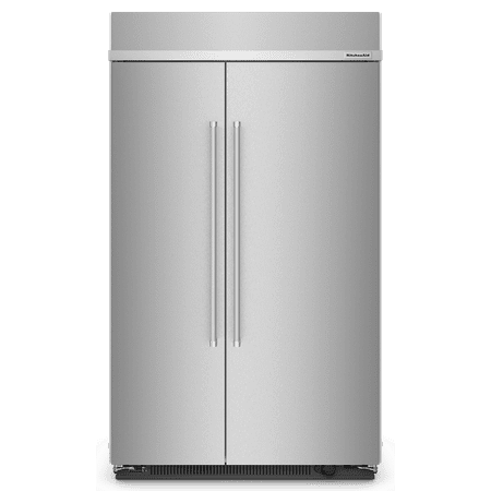 KitchenAid - 30 Cu. Ft. Side-by-Side Built-In Refrigerator with Under-Shelf Prep Zone - Stainless Steel with PrintShield Finish