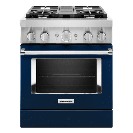 KitchenAid - 4.1 Cu. Ft. Freestanding Dual Fuel True Convection Range with Self-Cleaning - Ink blue