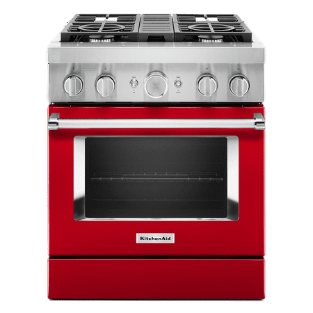 KitchenAid - 4.1 Cu. Ft. Freestanding Dual Fuel True Convection Range with Self-Cleaning - Passion red