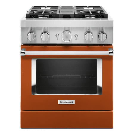 KitchenAid - 4.1 Cu. Ft. Freestanding Dual-Fuel True Convection Range with Self-Cleaning - Scorched orange