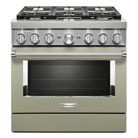 KitchenAid - 5.1 Cu. Ft. Freestanding Dual Fuel True Convection Range with Self-Cleaning - Avocado cream