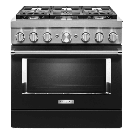 KitchenAid - 5.1 Cu. Ft. Freestanding Dual Fuel True Convection Range with Self-Cleaning - Imperial black