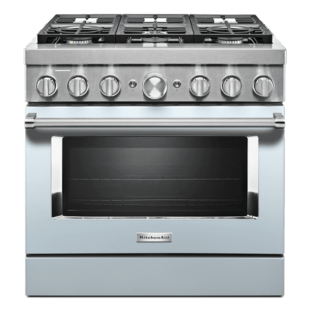 KitchenAid - 5.1 Cu. Ft. Freestanding Dual Fuel True Convection Range with Self-Cleaning - Misty blue