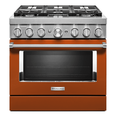 KitchenAid - 5.1 Cu. Ft. Freestanding Dual Fuel True Convection Range with Self-Cleaning - Scorched orange