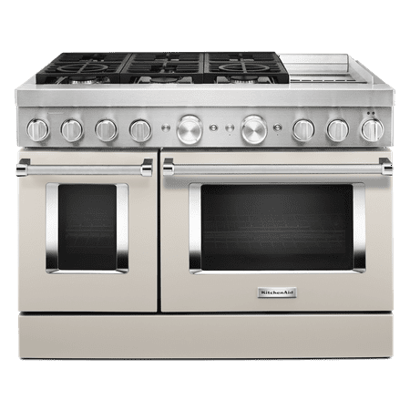 KitchenAid - Commercial-Style 6.3 Cu. Ft. Freestanding Double Oven Dual-Fuel True Convection Range with Self-Cleaning - Milkshake