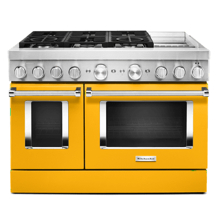KitchenAid - Commercial-Style 6.3 Cu. Ft. Freestanding Double Oven Dual-Fuel True Convection Range with Self-Cleaning - Yellow pepper