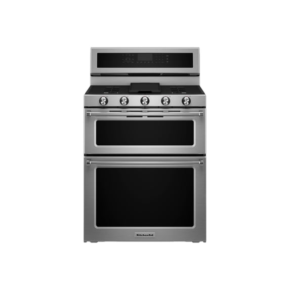 KitchenAid KFGD500ESS - Range (double oven) - freestanding - width: 29.9 in - depth: 28.5 in - height: 47.4 in - with self-cleaning - stainless steel