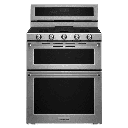 KitchenAid - 6.0 Cu. Ft. Self-Cleaning Free-Standing Double Oven Gas Convection Range - Stainless Steel