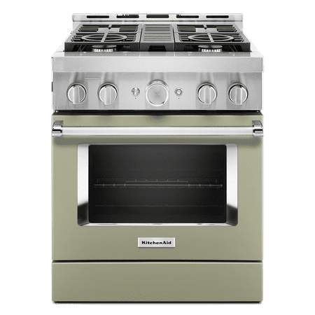 KitchenAid - Commercial-Style 4.1 Cu. Ft. Slide-In Gas True Convection Range with Self-Cleaning - Avocado cream