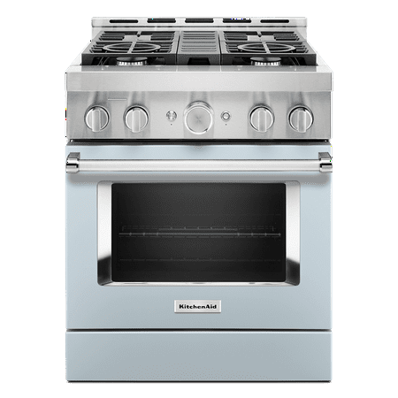 KitchenAid - Commercial-Style 4.1 Cu. Ft. Slide-In Gas True Convection Range with Self-Cleaning - Misty blue