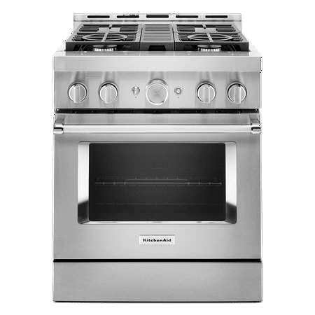 KitchenAid - Commercial-Style 4.1 Cu. Ft. Slide-In Gas True Convection Range with Self-Cleaning - Stainless steel