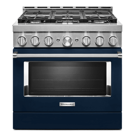 KitchenAid - Commercial-Style 5.1 Cu. Ft. Slide-In Gas True Convection Range with Self-Cleaning - Ink blue