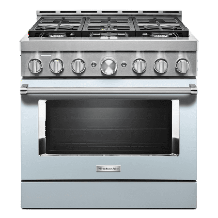 KitchenAid - Commercial-Style 5.1 Cu. Ft. Slide-In Gas True Convection Range with Self-Cleaning - Misty blue