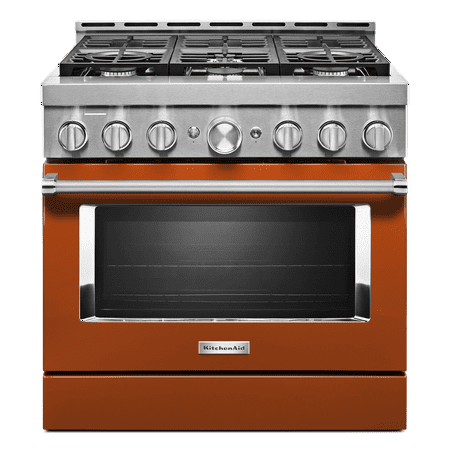KitchenAid - Commercial-Style 5.1 Cu. Ft. Slide-In Gas True Convection Range with Self-Cleaning - Scorched orange