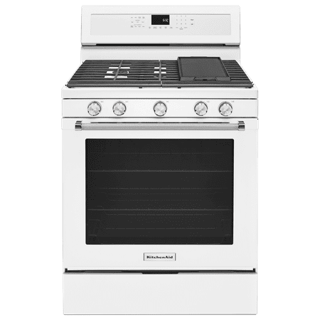 KitchenAid - 5.8 Cu. Ft. Self-Cleaning Freestanding Gas True Convection Range with Even-Heat - White