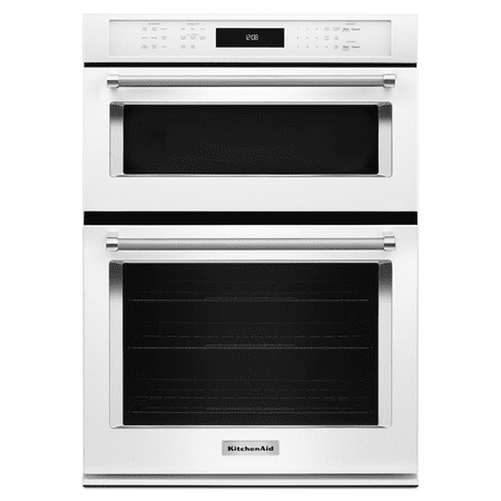 KitchenAid - 30" Single Electric Convection Wall Oven with Built-In Microwave - White