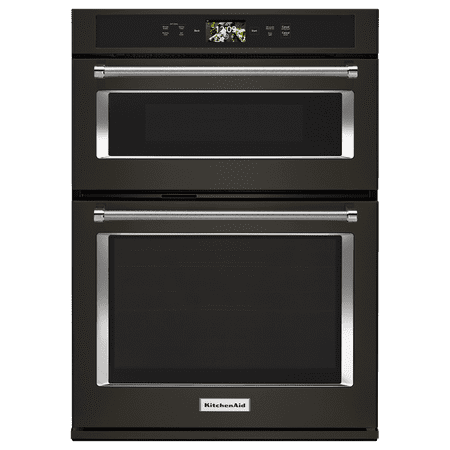 KitchenAid - Smart Oven+ 30" Single Electric Convection Wall Oven with Built-In Microwave - Black Stainless Steel