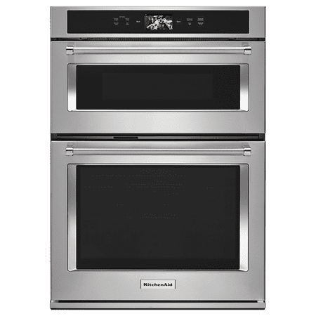KitchenAid - Smart Oven+ 30" Single Electric Convection Wall Oven with Built-In Microwave - Stainless Steel