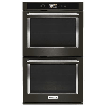 KitchenAid - Smart Oven+ 30" Built-In Double Electric Convection Wall Oven - Black stainless steel