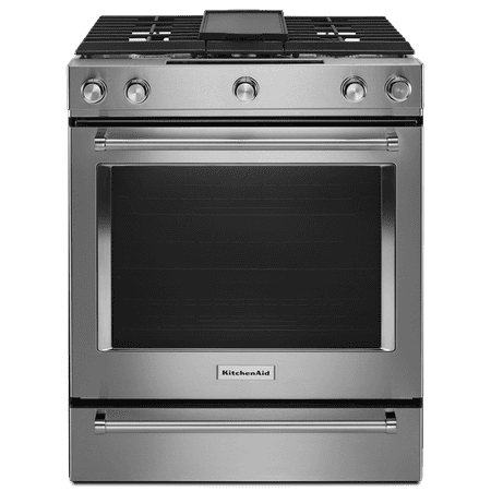KitchenAid - 7.1 Cu. Ft. Self-Cleaning Slide-In Dual Fuel Convection Range - Stainless steel