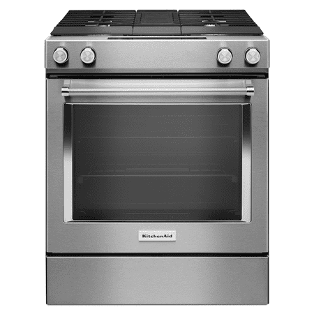 KitchenAid - 6.4 Cu. Ft. Self-Cleaning Slide-In Dual Fuel Convection Range - Stainless steel