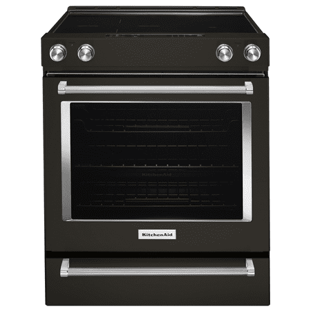 KitchenAid - 6.4 Cu. Ft. Self-Cleaning Slide-In Electric Convection Range - Black Stainless Steel