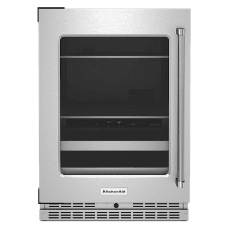KitchenAid - 14-Bottle Dual Zone Beverage Cooler with Glass Door and Metal-Front Racks - Stainless steel