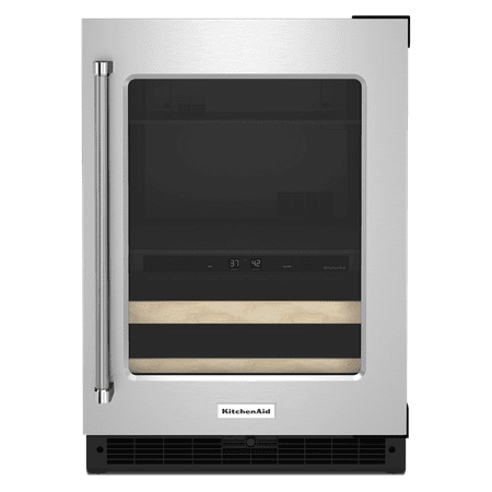 KitchenAid - 14-Bottle Dual Zone Beverage Cooler with Glass Door and Metal-Front Racks - Stainless Steel