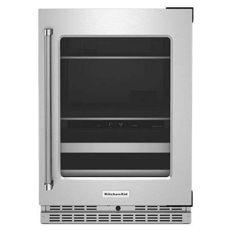 KitchenAid - 14-Bottle Dual Zone Beverage Cooler with Glass Door and Metal-Front Racks - Stainless Steel