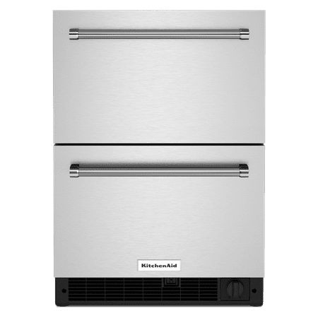 KitchenAid - 4.29 Cu. Ft. Built-In Mini Fridge with Double-Drawer Refrigerator/Freezer - Stainless Steel