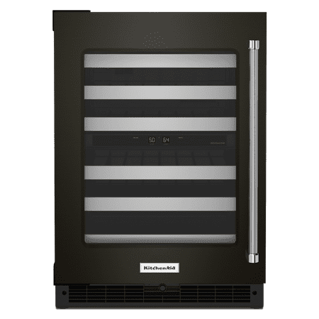 KitchenAid - 46-Bottle Dual-Zone Wine Cellar with Glass Door and Metal-Front Racks - Black Stainless Steel