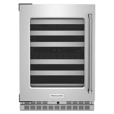 KitchenAid - 46-Bottle Dual-Zone Wine Cellar with Glass Door and Metal-Front Racks - Stainless Steel