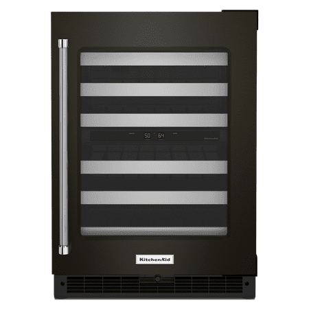 KitchenAid - 46-Bottle Dual Zone Wine Cellar with Glass Door and Metal-Front Racks - Black Stainless Steel