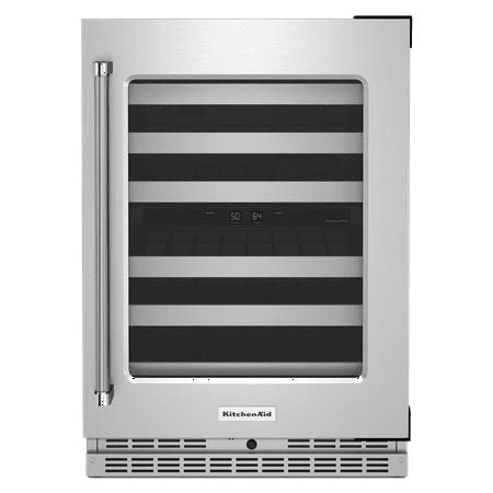 KitchenAid - 46-Bottle Dual-Zone Wine Cellar with Glass Door and Metal-Front Racks - Stainless Steel