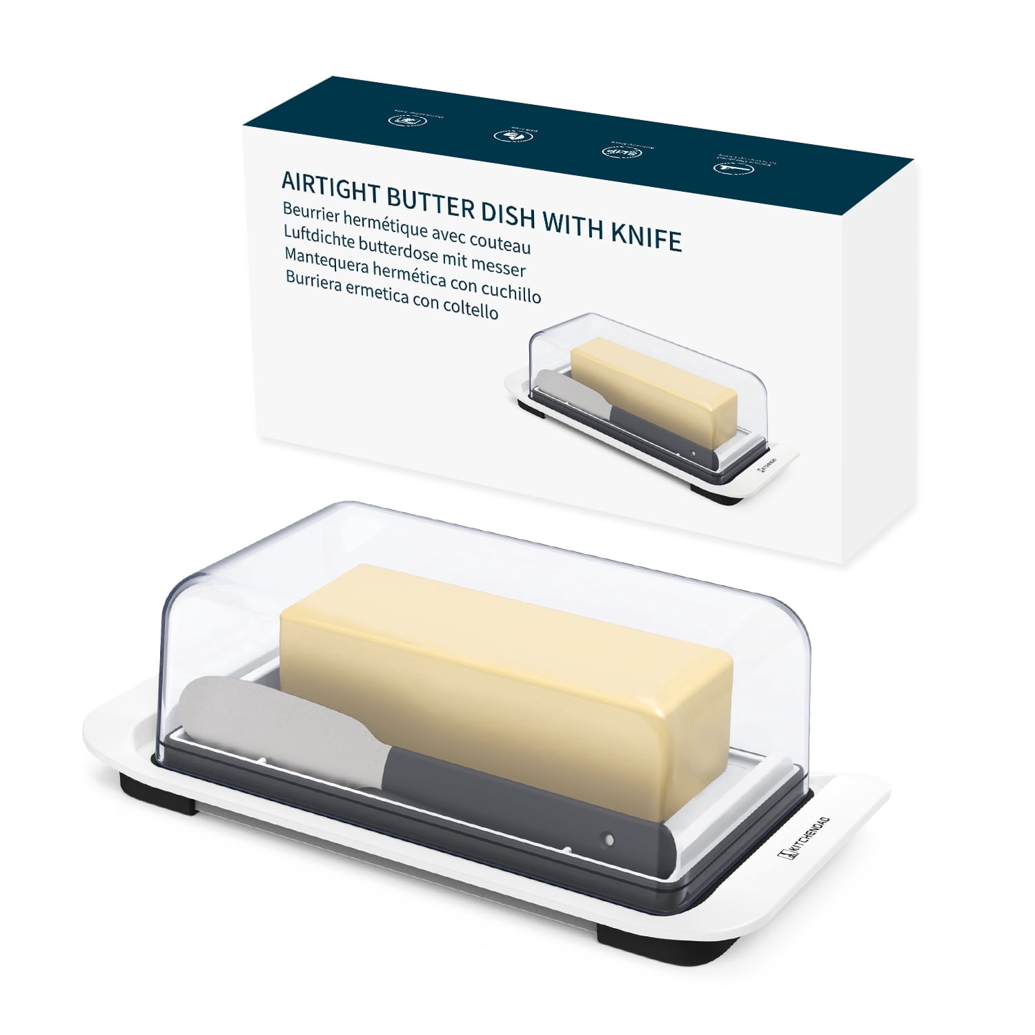 KITCHENDAO Airtight Butter Dish with Lid and Knife Spreader for Countertop and Refrigerator, Keep Butter Fresh, Easy Scoop, Dishwasher Safe, Plastic Butter Keeper Tray for West/ East Coast Butter - Walmart.com