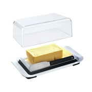 KITCHENDAO Airtight Butter Dish with Lid and Knife Spreader for Countertop and Refrigerator,Plastic Butter Keeper Tray for West/ East Coast Butter