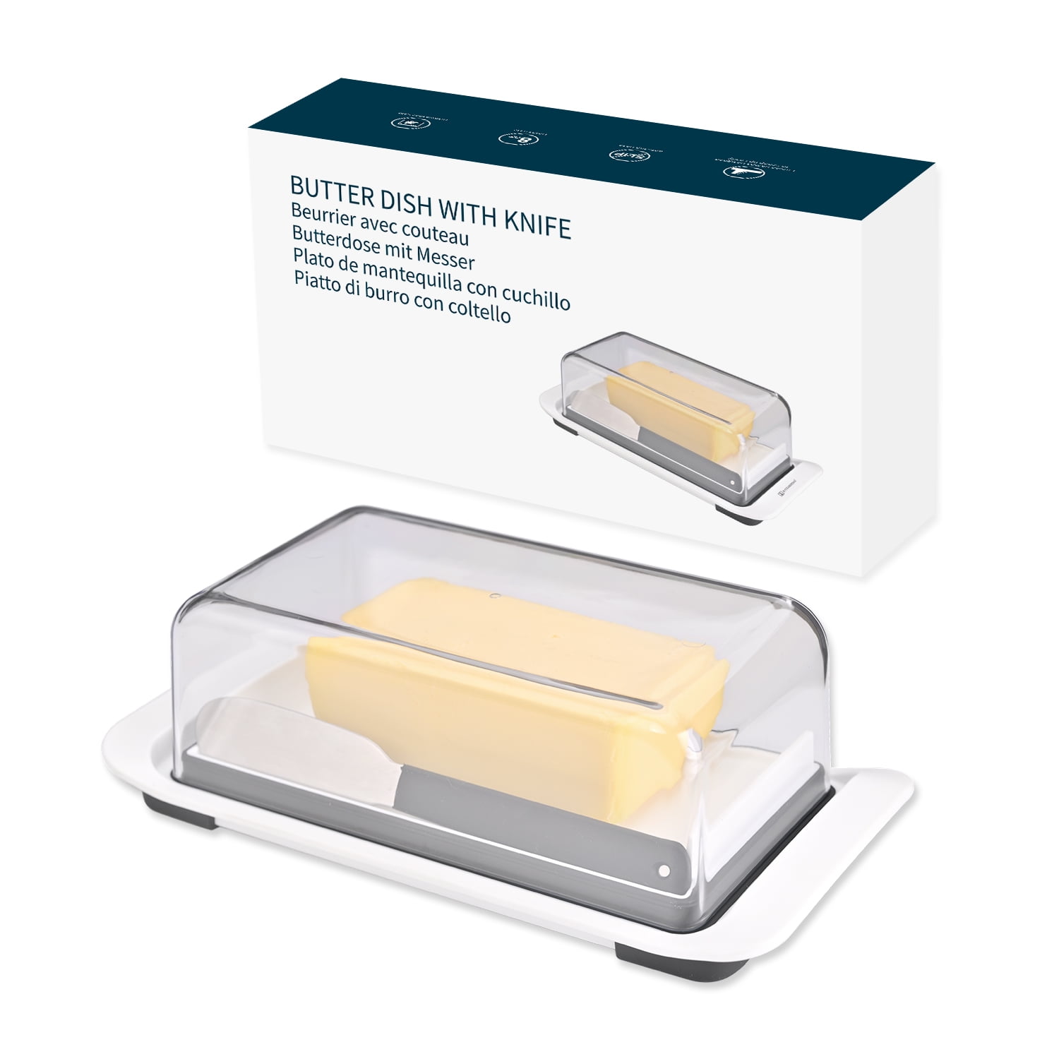 KITCHENDAO Airtight Butter Dish with Lid and Knife Spreader for