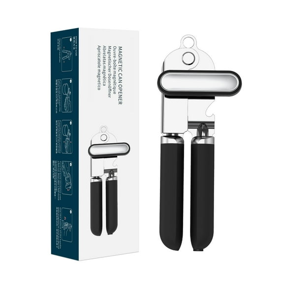 KITCHENDAO Manual Can Opener, Handheld Can Opener with Magnet, Black