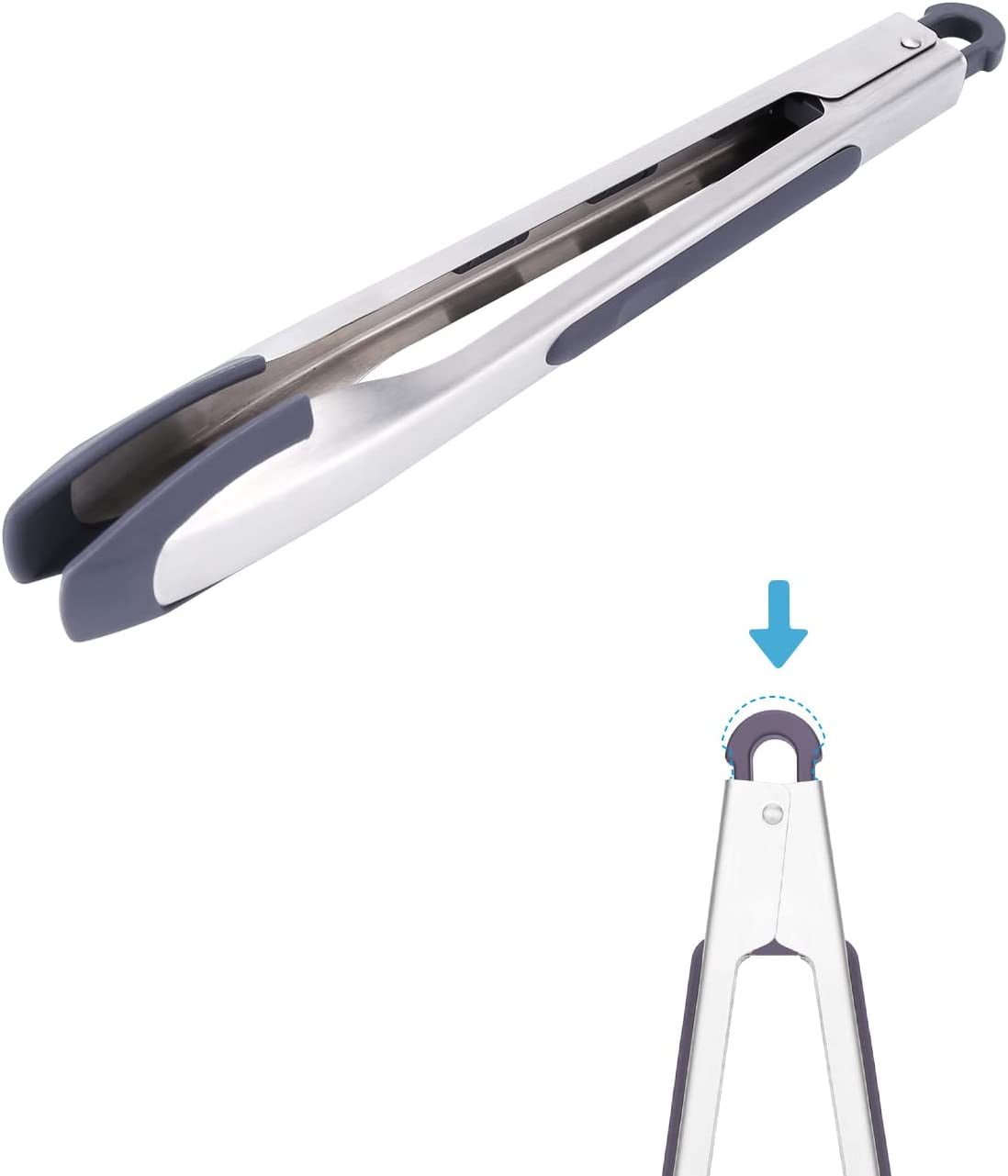 KITCHENDAO Tongs for Cooking with Silicone Tips 12 Inch, Onehanded for