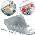 thumbnail image 1 of KITCHENMAX Sink Basket, Eutreec Triangular Multifunctional Drain Shelf Sink Storage Rack Kitchen Sucker Storage Holder Sink Corner Strainer Bathroom Hanging Shelf Soap Box Organizer (Gray), 1 of 6