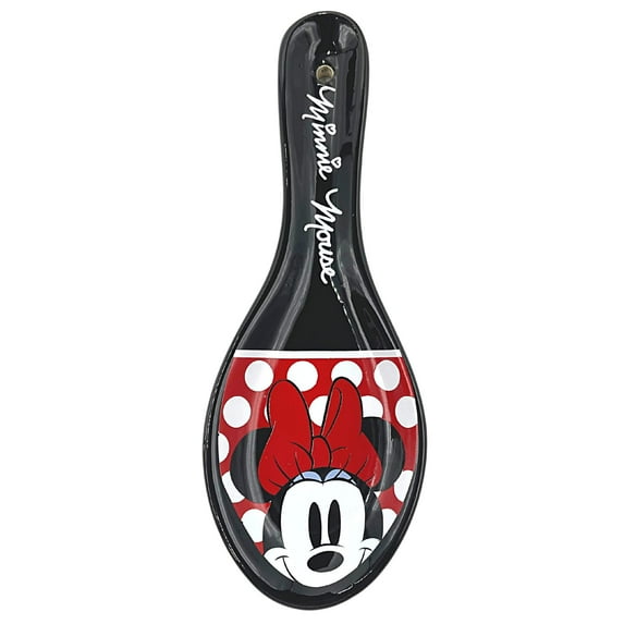 Disney Ceramic Minnie Mouse Flat Black Spoon Rest
