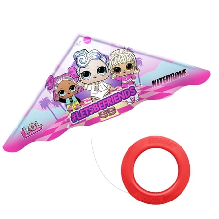 KITEDRONE Deltawing Performance Kite Toy for Kids - LOL Surprise #LETSBEFRIENDS - 200 Feet Fying Line and Spool