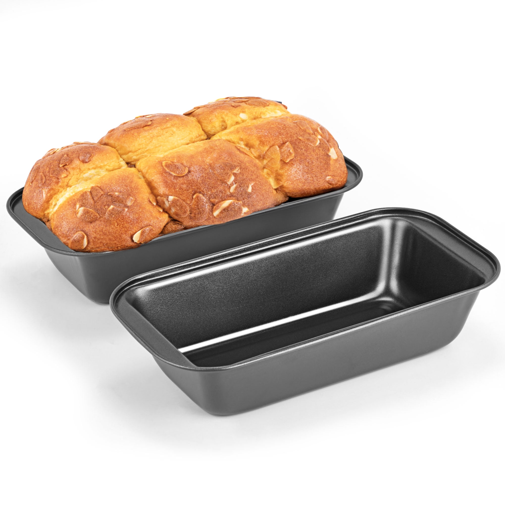 KITESSENSU 2 Pack Bread Pan, Nonstick Loaf Pan with Easy Grips Handles,  Carbon Steel Loaf Pans for Baking, Gray 