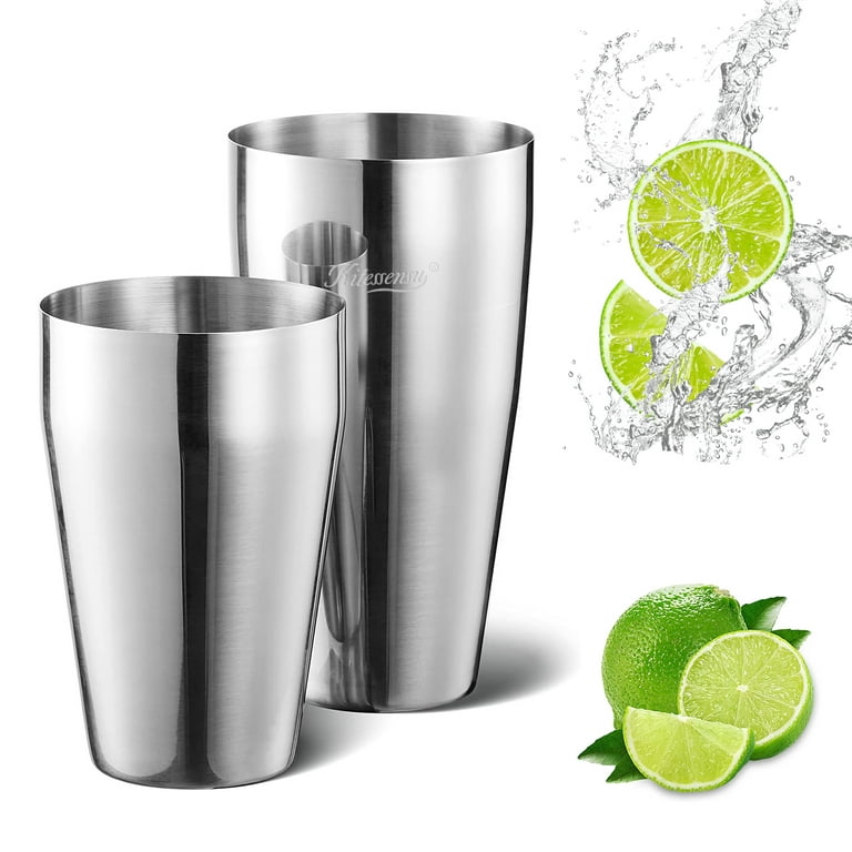 KITESSENSU Boston Shaker Set for Drink Mixing, 2-Piece Cocktail Shaker Set,  18/8 Stainless Steel Martini Shaker for Bartending and Home Bar-18oz &  28oz, Silver 